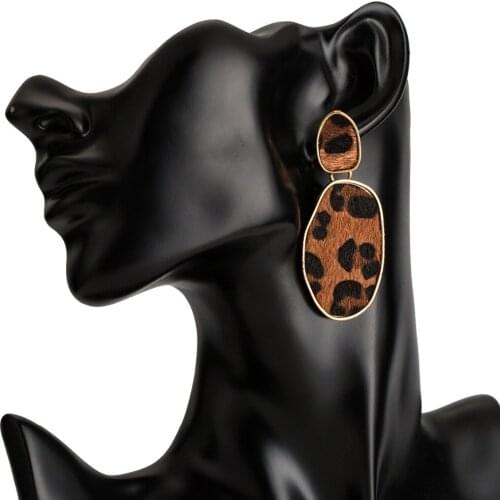 Boho Flannelette Korean Leopard Earrings In Drop Earrings For Women Oval Shape Multicolor Heavy Earrings Jewelry for Lady Gift