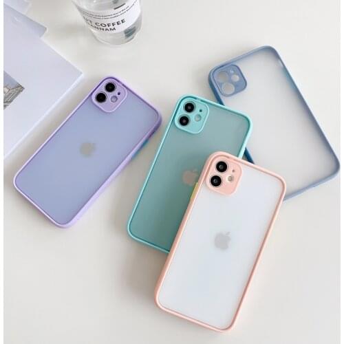Phone Case For iPhone 12 mini 11 Pro X XR XS Max 7 8 Plus SE 2020 Luxury Contrast Color Frame Matte Protective For iPhone x Case