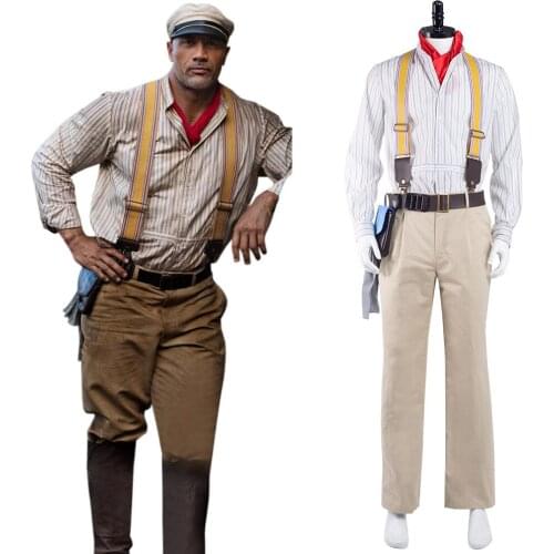 Jungle Cruise Frank Wolff Cosplay Costume Outfits Uniform Shirt+Suspenders Halloween Carnival Suit