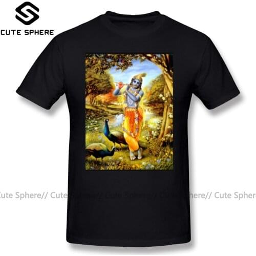Krishna T Shirt Bali Krishna T-Shirt Print 100 Cotton Tee Shirt Short Sleeve Fun Classic Plus size Man Tshirt