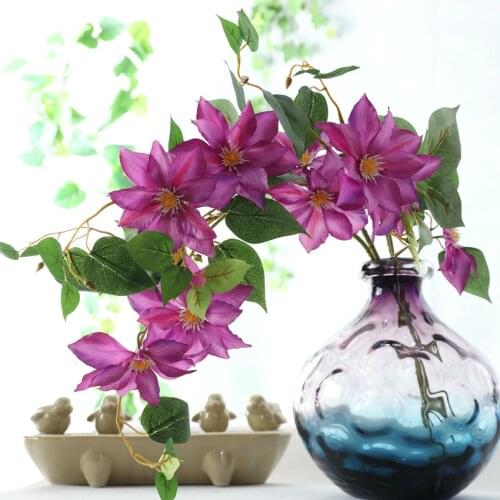 Artificial Clematis Flowers Branches Home Wedding Decorative Fake Flowers