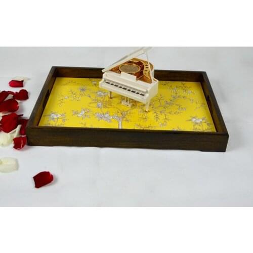 Ceramic tray tea table solid wood rectangular large European garden tea table flat storage wooden pallet