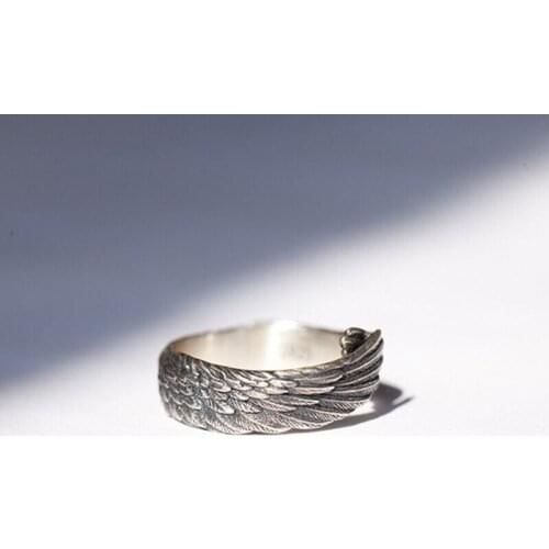 Lovely Opening Angel Wing Silver Ring Adjustable Alloy Jewelry Rings Feather Best Gift for Women Men Girls Boys Teens