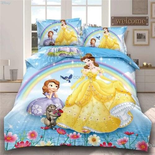 Cinderella Sofia The First Disney Princess Duvet Cover Bed Sheet Pillowcase Spider Man Captain America Mickey Mouse Bedding Sets