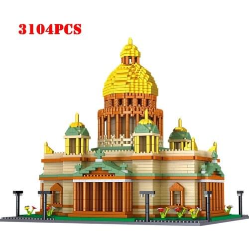 World Architecture Isa Kiev Cathedral Miniature Diamond Particles Assembling Building Blocks Mini City Bricks Toy For Children