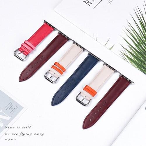 Leather Watch Band for Apple Watch 5 4 3 2 1 series 38mm 40mm 42mm 44mm Women/Men Bracelet iWatch Watch Strap