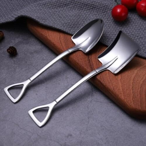 Kitchen Gadget Stainless Steel Ice Cream Spoon Iron Shovel Spoon Coffee Spoon Engineering Shovel Retro Cute Square Head Spoon