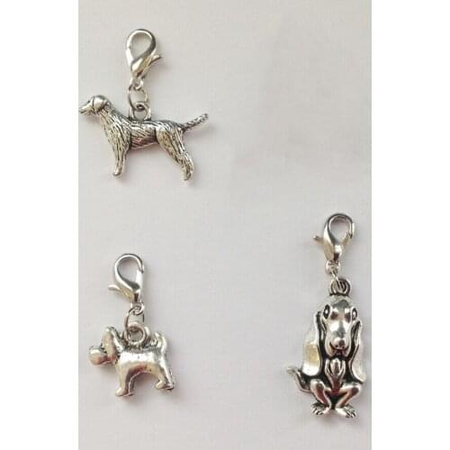 HOT !! Tibetan silver Lobster Clasp LABRADOR / SAUSAGE / BEAGLE Keychain&Necklace Five kinds pendant DIY Accessories 50pcs q20