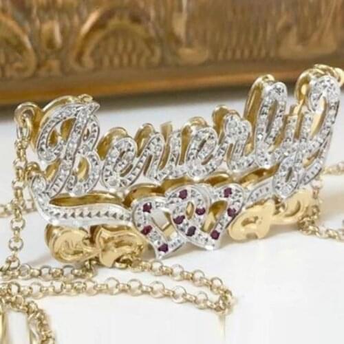 AurolaCo Fashion hip-hop Style Custom Name Necklace Personalized Golden Nameplate Necklace Jewelry For Women Gift