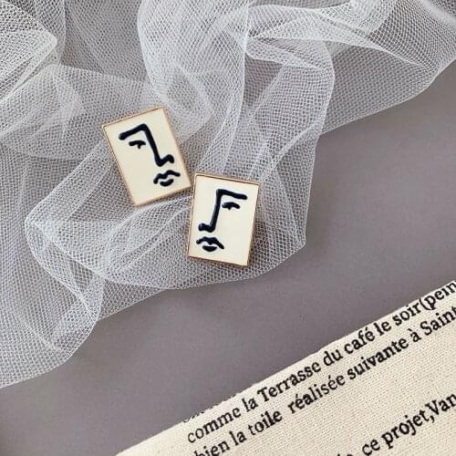 Fashion Funny Stud Earrings For Women Abstract dripping oil face line earrings female geometric Jewelry Gifts