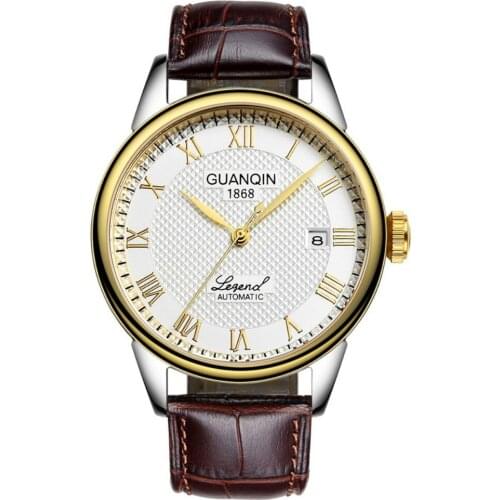 Men Watches 2020 GUANQIN Automatic Self-Wind Date Watch Mens Top Brand Luxury Mechanical Leather Wristwatch relogio masculino