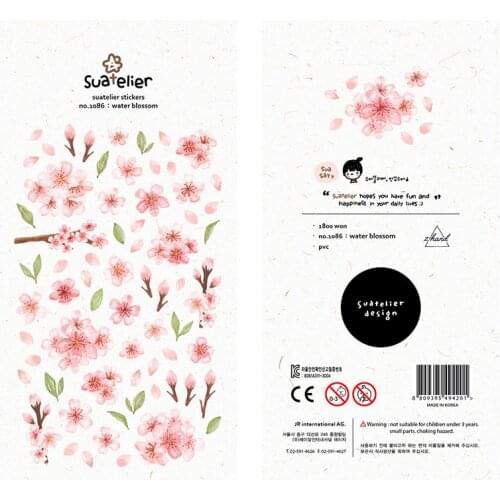 Flower Cherry Blossom Water Lily Sticker Stickers Diary Sticker Scrapbook Decoration PVC Stationery Stickers