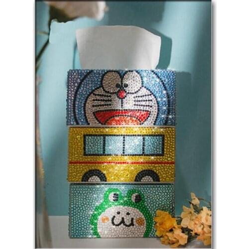New DIY Diamond painting Tissue box Three-dimensional handmade art Tissue dispenser Childrens cartoon Tissue box home decor