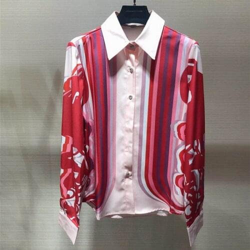 2020 Autumn Fashion Womens long sleeves Shirt Tops France style high quality print Shirt Tops B965