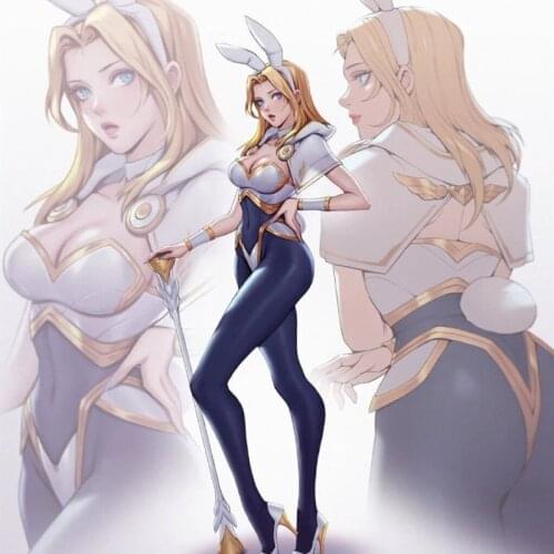 Custom made/size LOL Fan art Lux Bunny girl Cosplay Costume sexy bunny girl Lux cosplay costume