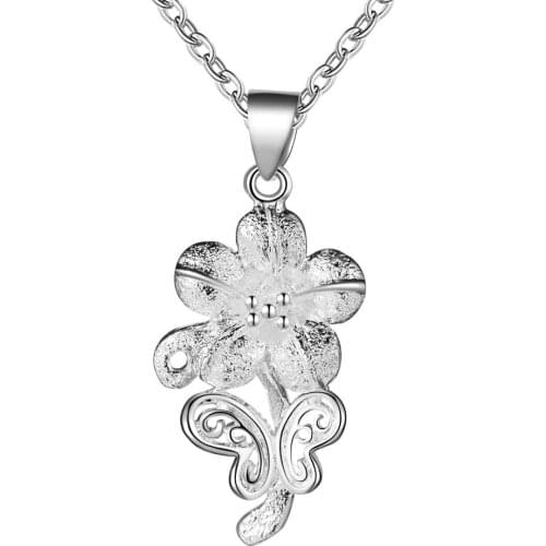 Lucky Charm Silver Color Pendants For Women Fashion Jewelry Necklace Lady Accessories Fashion Jewelry Pendant Bouquet AN184