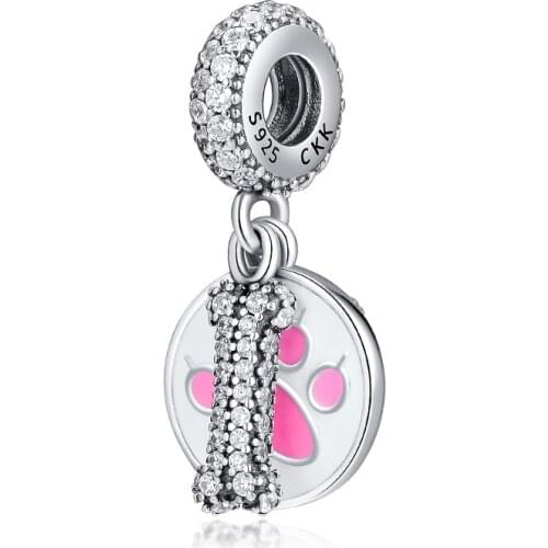 Charms Fits for Pandora Bracelets I Love My Dog Bead 100% 925 Original Sterling Silver Jewelry Free Shipping