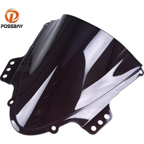 POSSBAY Black Clear Motorcycle Windshield Scooter Windscreen Double Bubble Bike Wind Deflector For Suzuki GSXR 1000 K5 05 06