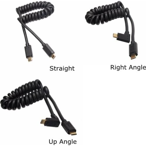 Spring Retractable Cable USB 3.1 Type-c Male to Male Stretch Curl Flexible Coiled Data Charging Cable 4K 60Hz With Audio Video