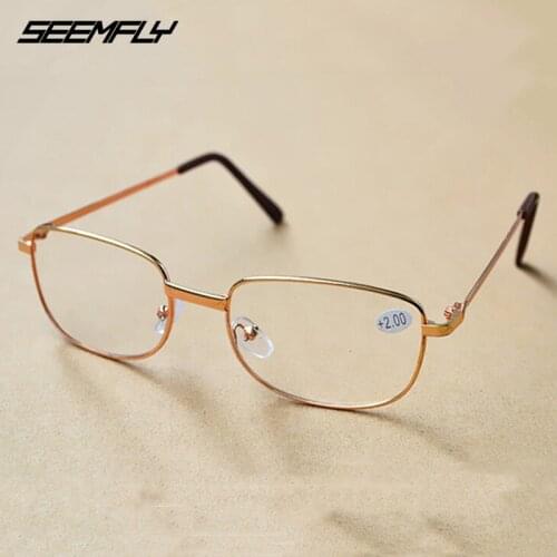 Seemfly Metal Frame Reading Glasses Presbyopic Eyeglasses Men Women Resin Lenses Unisex Eyewear +1.0 +1.5 +2.0 +2.5 +3.5 +4.0