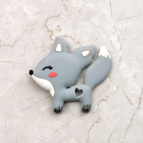 Silicone Fox Teether Soft Baby Teething Toy BPA Free Pendant Necklace Baby Food Grade Necklace Teething Hanging Toy