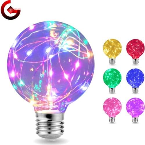 LED Edison String Light Bulb E27 110V 220V G95 Colorful RGB Lighting Copper Wire Bulb Home Decor Holiday Night Light Lamp