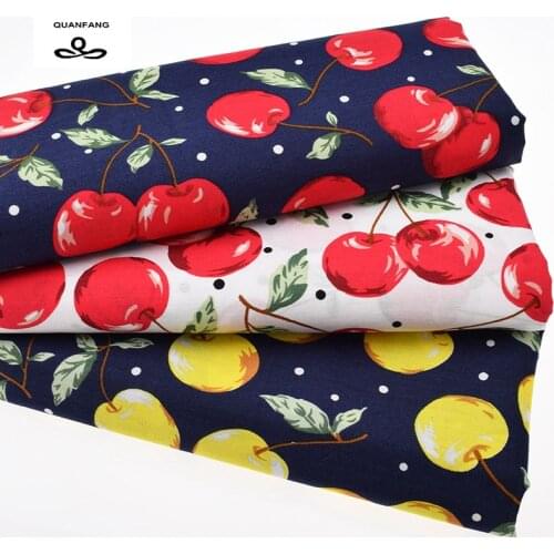 Printed Woven Plain Cotton Fabric Poplin For Patchwork Quilting Sewing Cherry Quilt Cloth Dress Shirt Material 50x145cm or40x45c