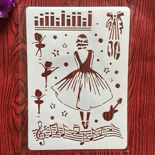 A4 29 * 21cm Dance music girl DIY Stencils Wall Painting Scrapbook Coloring Embossing Album Decorative Paper Card Template