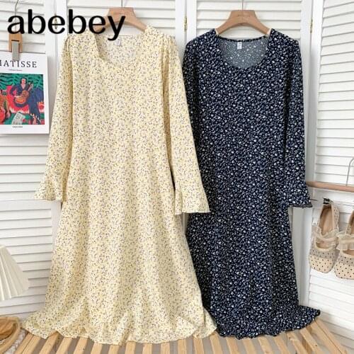 Vintage square collar flare sleeve Dress high waist bandage floral print mid-length A-line Dress 2021 New Spring Autumn