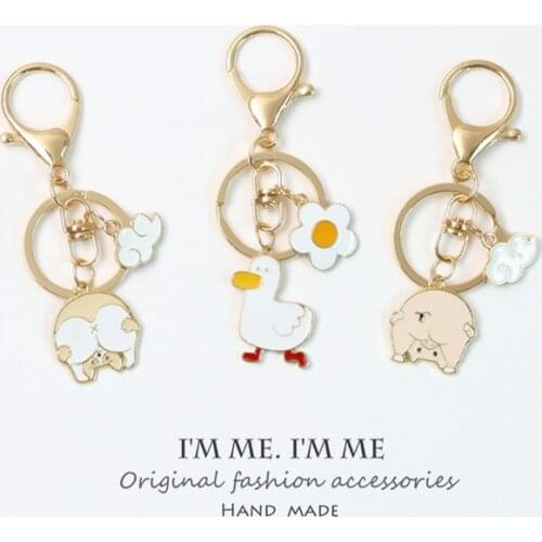 Funny Corgi Dog Pig Butt Key Chain Lovely Metal Animal Keychains For Airpods Accessories Girl Car Bag Pendants Gift for BF GF