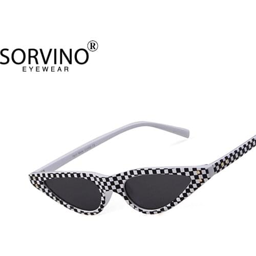 SORVINO 90s Narrow Cat Eye Sunglasses Women Vintage 2020 Brand Designer Slim Skinny Cateye Sun Glasses Black Red Shades SVN46B