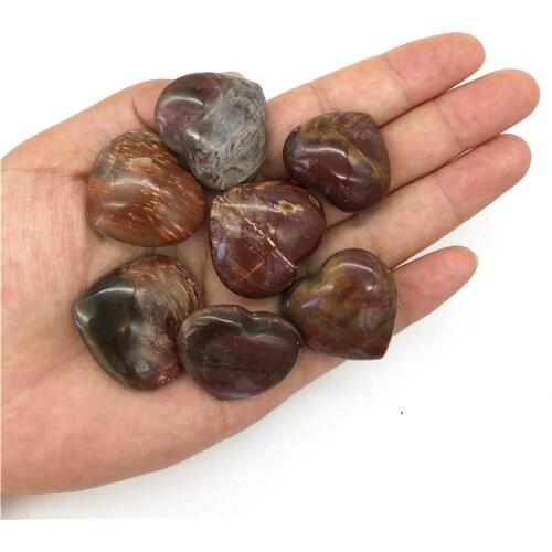 1PC Natural Petrified Wood Silicified Wood Crystal Heart Healing Decoration Natural Quartz Crystals 35-40mm