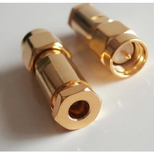 10X Pcs Connector SMA Male plug Clamp Solder for LMR195 RG58 RG142 RG223 RG400 Cable Coax Brass GOLD Plated Straight RF Adapters