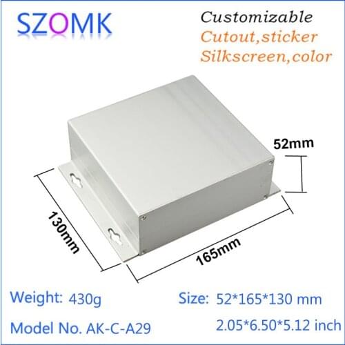 4psc a lot power supply silver aluminum cabinet electronics junction box with brushed for pcb aluminum extrusion 52*165*130mm