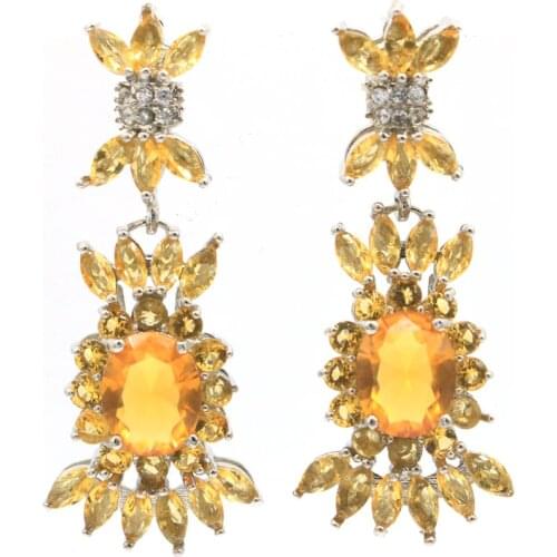 27x20mm Delicate Fine Cut Created Violet Tanzanite Pink Tourmaline For Women Gift Silver Earrings Eye Catchin