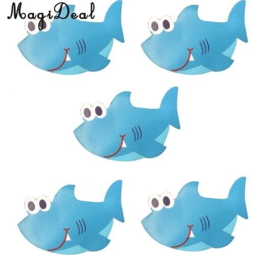 MagiDeal 5 Piece Non Slip Bath Tub Stickers Bathroom Mat Shower Room Kitchens Stairs Floor Grip Shark