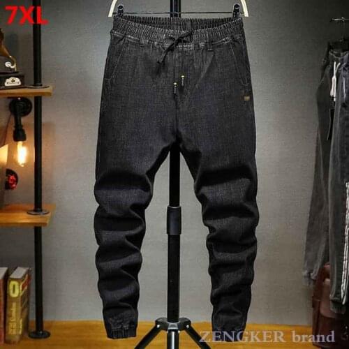 7XL big jeans men big size Haren trousers, Korean version the autumn elastic elastic slim pants plus size jeans