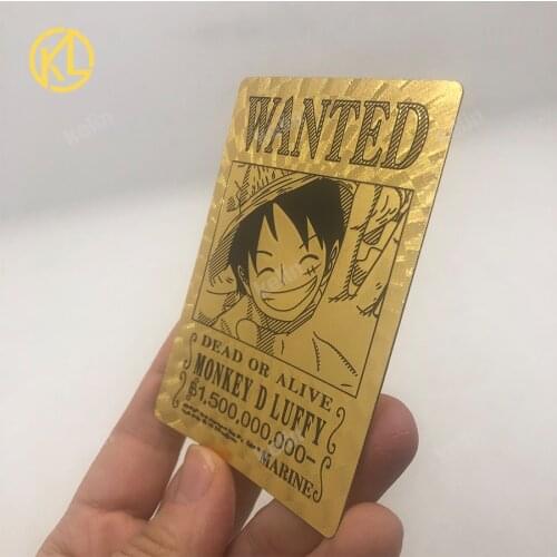 9.6x7.1CM 9 Designs One Piece Wanted Posters Japam Anime Gold Foil Cards Luffy Zoro Sanji Nami Chopper Collectible Gifts