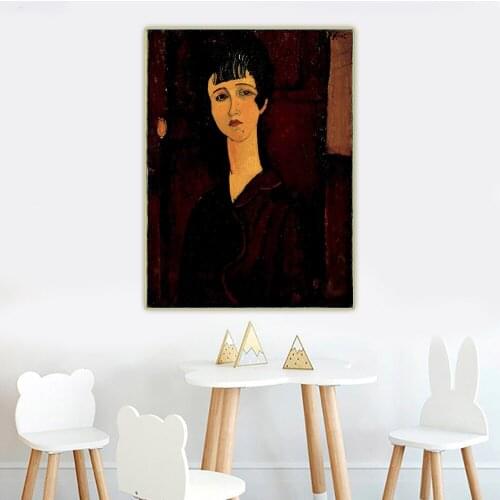 Amedeo Modigliani《Girls portrait》Canvas Oil Painting Artwork Aesthetic Poster Picture Wall Hanging Decor Home Decoration