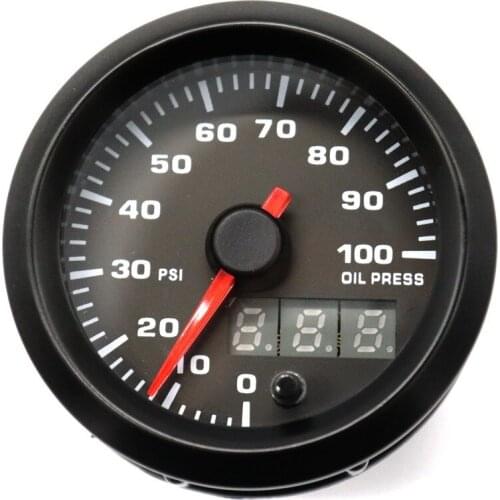 12V Universally 2" 52mm 7 Colors LED Display 0-100PSI Oil pressure gauge Automobile refitting instrument With sensor accessory
