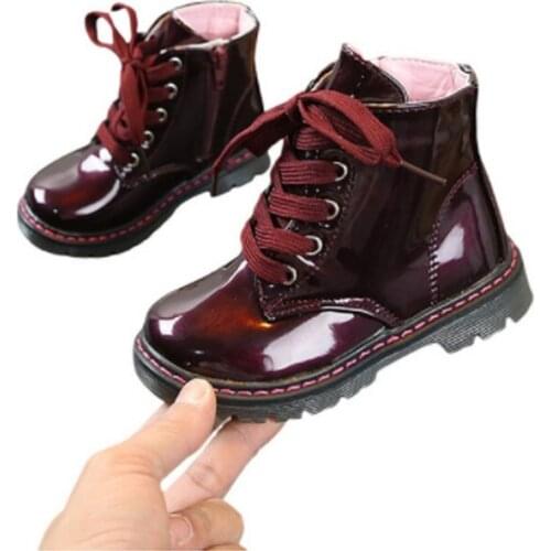 Kids Boots Leather New Autumn Fashion Floral Flower Print Children Baby Martin Boots Cute Casual Girls Boots Shoes EU 21~30