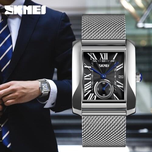 Original SKMEI Watches Men Luxury Brand Mens Sports Quartz Watches Mens Silver Watch Business Male Clock Full Steel Wristwatch