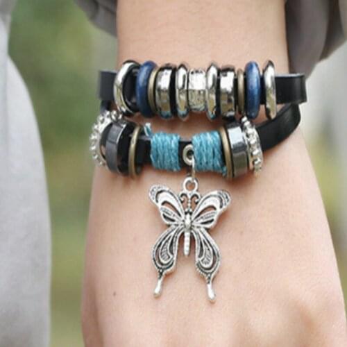 CIBOCIBO Butterfly Bracelet Men Leather Wristband Bracelet For Men Luxury Trendy Fashion Men Gifts High Quality Pulsera Hombre