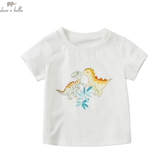DBZ18150 dave bella summer baby unisex fashion cartoon print T-shirt children tops kids girls boys casual tees