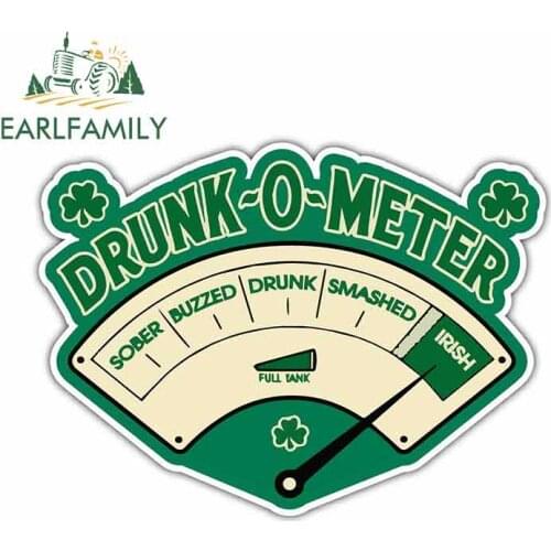 EARLFAMILY 13cm x 9.5cm For Drunk Meter Irish Alcohol Novelty Fine Decal Suitable For VAN SUV Car Truck Pinup Graffiti Stickers