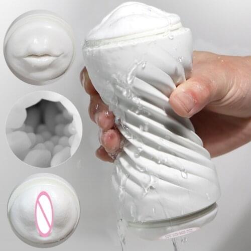 Erotic Cock Masturbator for Men Sucking Deep Throat Machine Dual Channel Oral Sex Toys Artificial Vagina Male Masturbation Cup