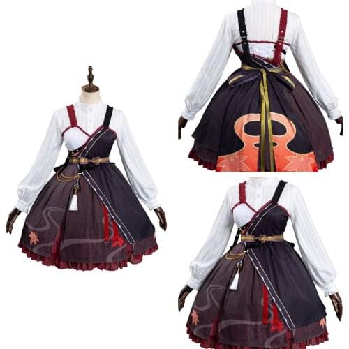 Genshin Impact Kazuha Cosplay Costume Lolita Dress Outfits Halloween Carnival Suit