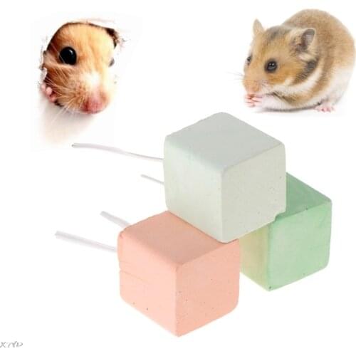 Hamster Teeth Grinding Stone Mineral Calcium Rabbit Rat Squirrel Toys Cube Hang Toys for Small Pet Animal