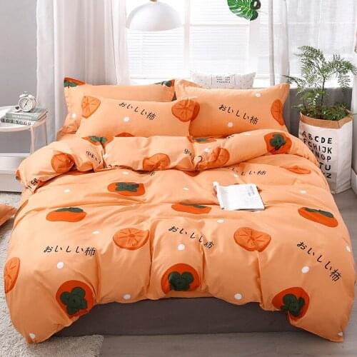 Cartoon Persimmon Kawaii Kids Comforter Bedding Set Luxury Cute Fashion King Queen Twin Size Bed Linen Duvet Cover Sets Gift