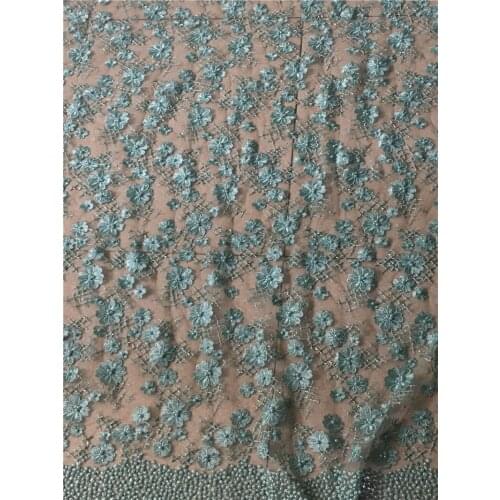 Good looking beaded embroidery mesh tulle african lace fabric YG-808 for wedding dress/evening dress